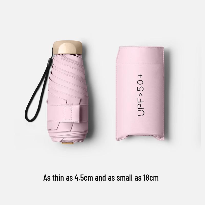 Mini 5-Fold Rain or Sun Umbrella: Compact, Thick, UV Protective Shade for Women