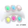 10 pieces of 23 * 28mm double row oval flat crystal four hole sewn rhinestone buttons DIY clothing hair clip decoration accessor