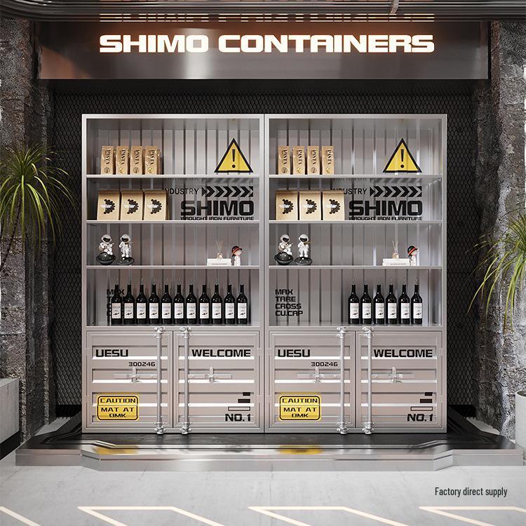 Wrought Iron Wine Display Cabinet for Restaurants and Bars