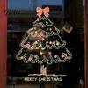 Waterproof Glass Stickers Christmas Tree Window Sticker, Simple Line Static Cling Decal, Reusable Clings Removable Festive PVC Decal for Holiday Home