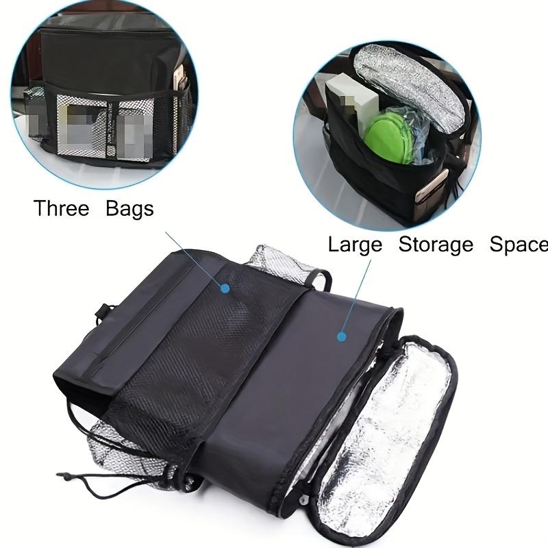 Car Seat Organizer with Ice Pack Compartment - Insulated Back Seat Storage Bag, Multi-Pocket Hanging Cooler for Road Trip Camping SUV Family Travel