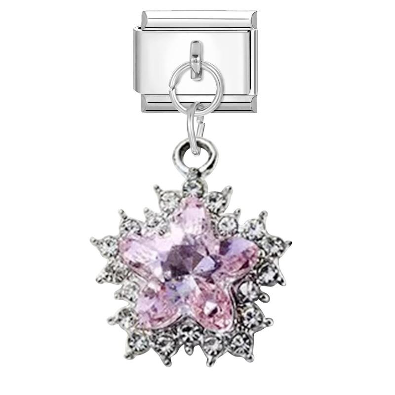 New Shiny Bow Knot Butterfly Moon Star Zircon Pendant Italian Charm Link Fit 9MM Bracelet Stainless Steel Women Men DIY Making