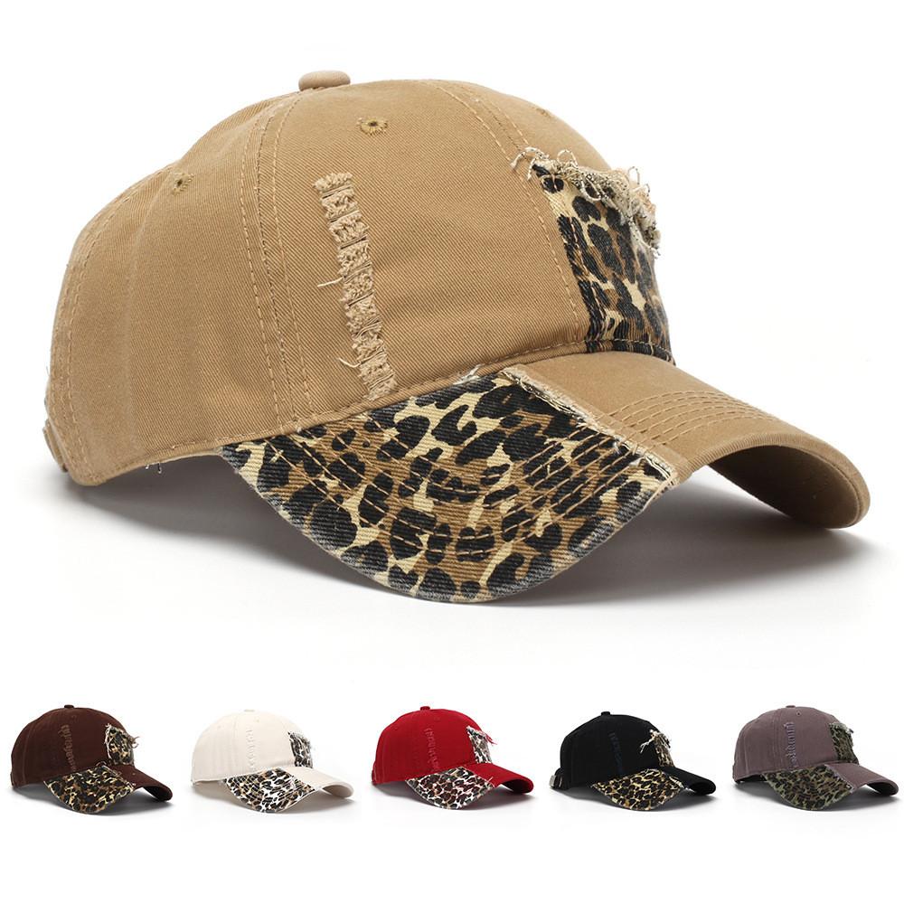 Spliced Leopard Pattern Cap With Breathable Cotton For Outdoor Use
