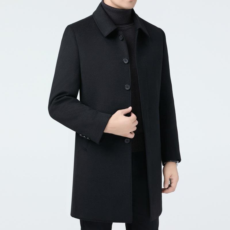 Autumn and winter new double-sided woolen coat men's long woolen coat business casual down liner top