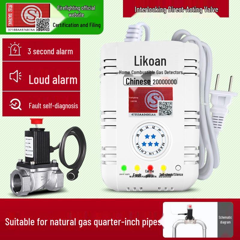 LPG Gas Leak Alarm with Automatic Shut-Off Valve for Restaurants and Hotels