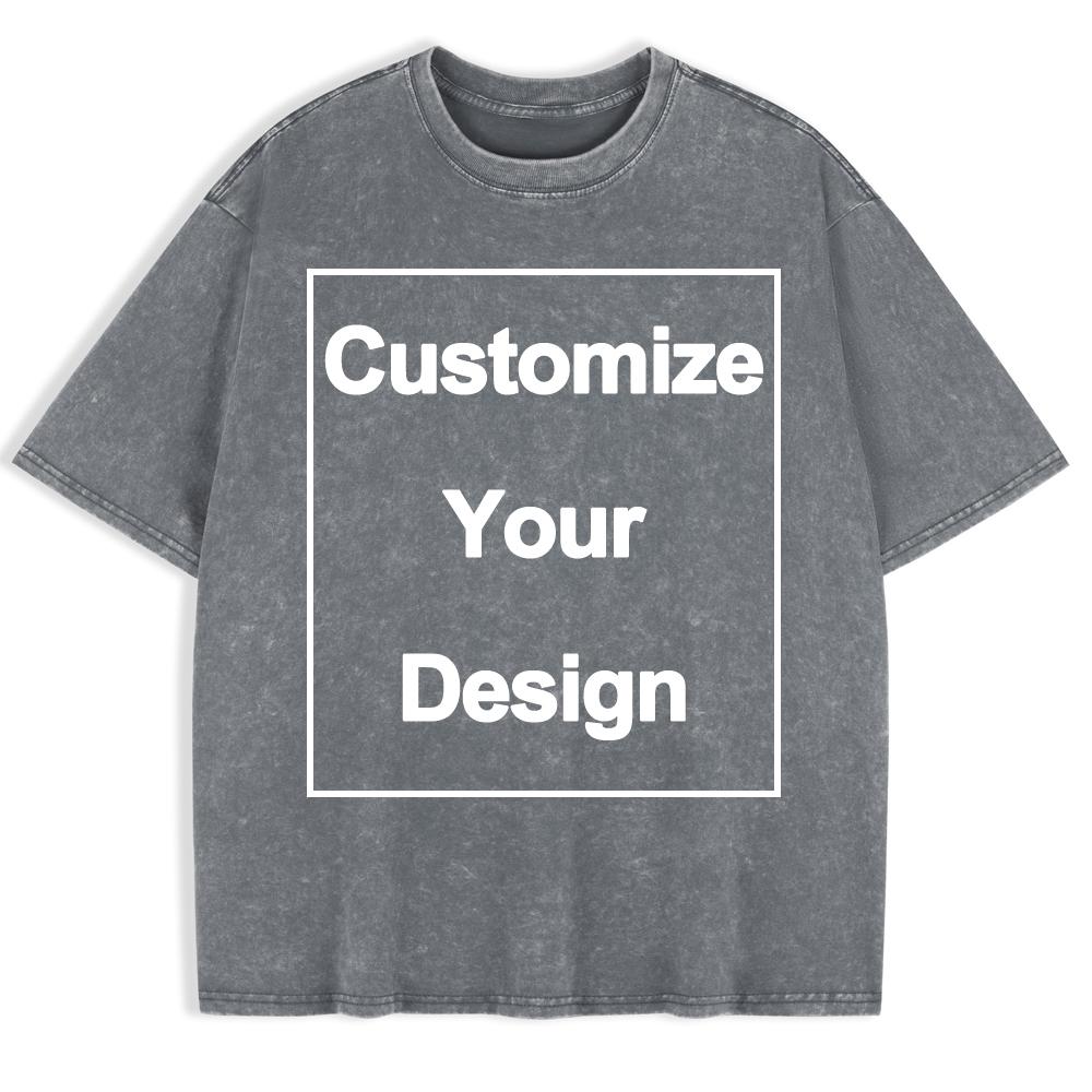 DIY Cotton Washed TShirt Womens Custom Your LogoLetter T Shirt ONeck Oversized Tops Comfortable Short Sleeve Woman Clothes