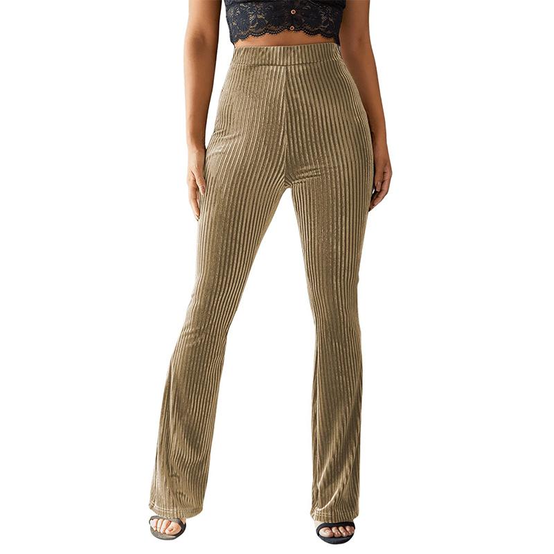 Nové stylové kalhoty pro ženy Slim Fit Vintage Fashion Flare Kalhoty s vysokým pasem Elastické kalhoty