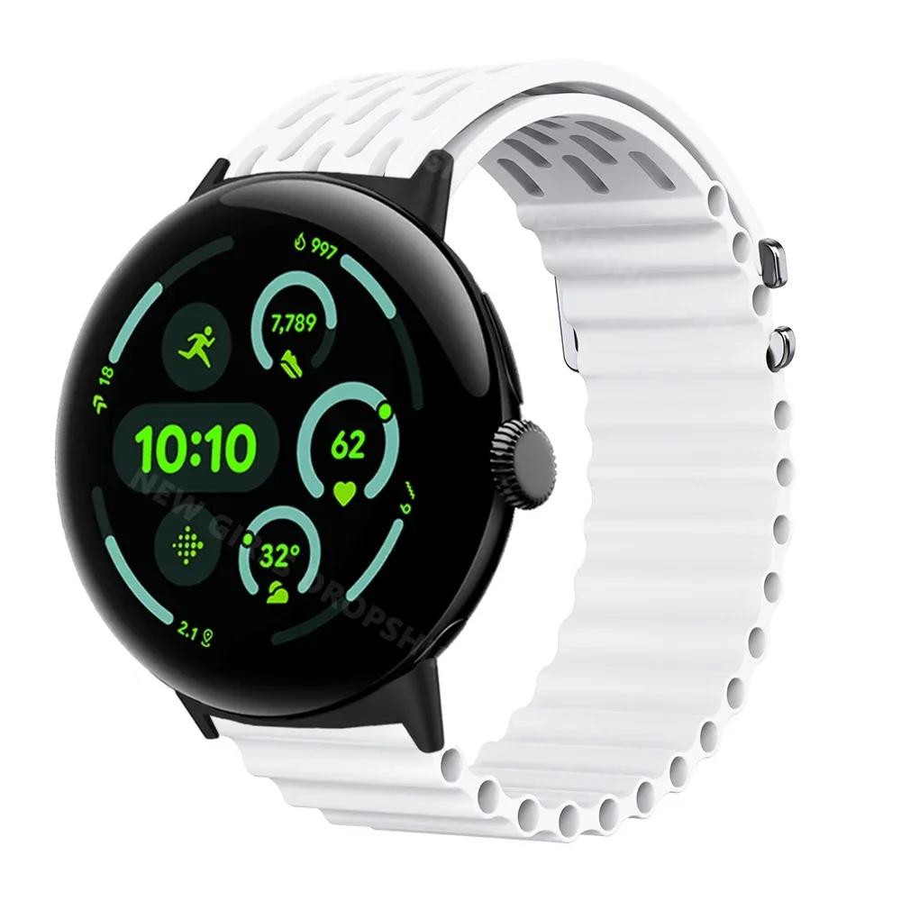 Soft Silicone Loop Strap for Google Pixel Watch 3 45mm Ocean Sports Band for Google Pixel Watch 3 45mm Men Breathable Bracelet