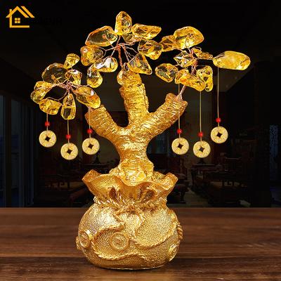 1 buc Yuanbao chinezesc Bani Copacul Norocului Avere Ornamente Mici Feng Shui Cristal Gem Copacul Banilor Copaci Norocoși Decorațiune