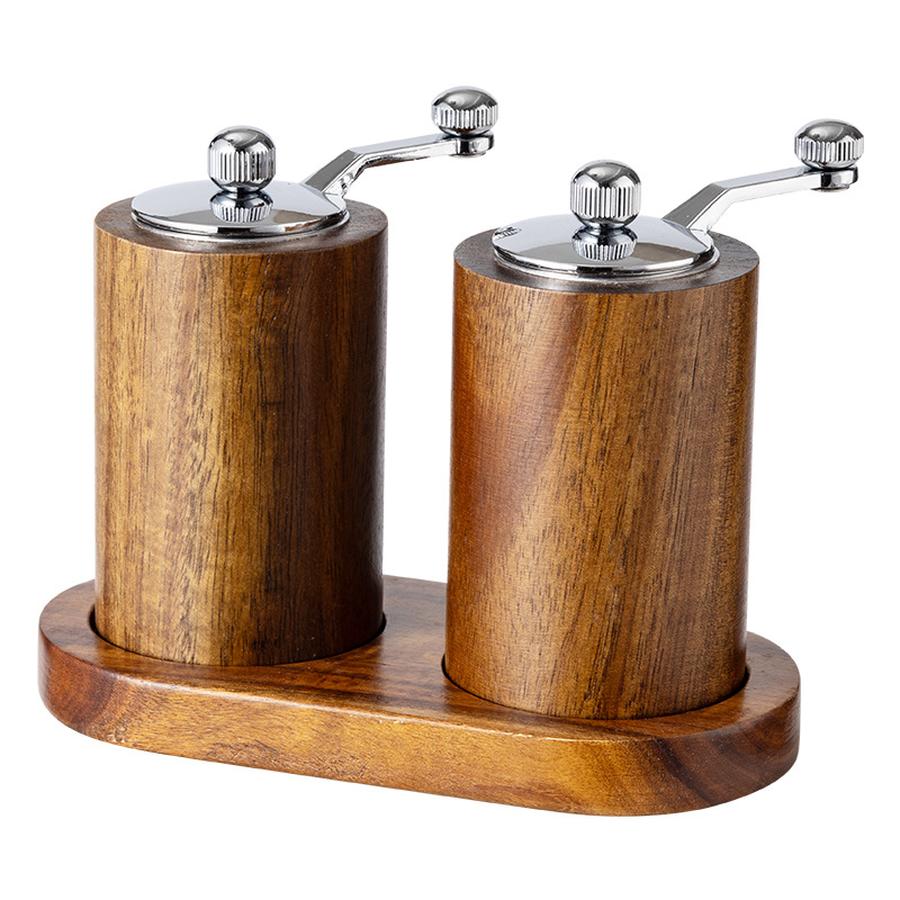 Manual Pepper Grinder Kitchen Wooden Spice Mill for Black Pepper, Salt, and Herbs