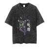 Anime Eva Herren T-Shirt Gewaschen Vintage Locker Sommer Damen Bedruckte Kurzarm-T-Shirts Übergroß Fitnessstudio Y2k Kleidung Harajuku Oberteile
