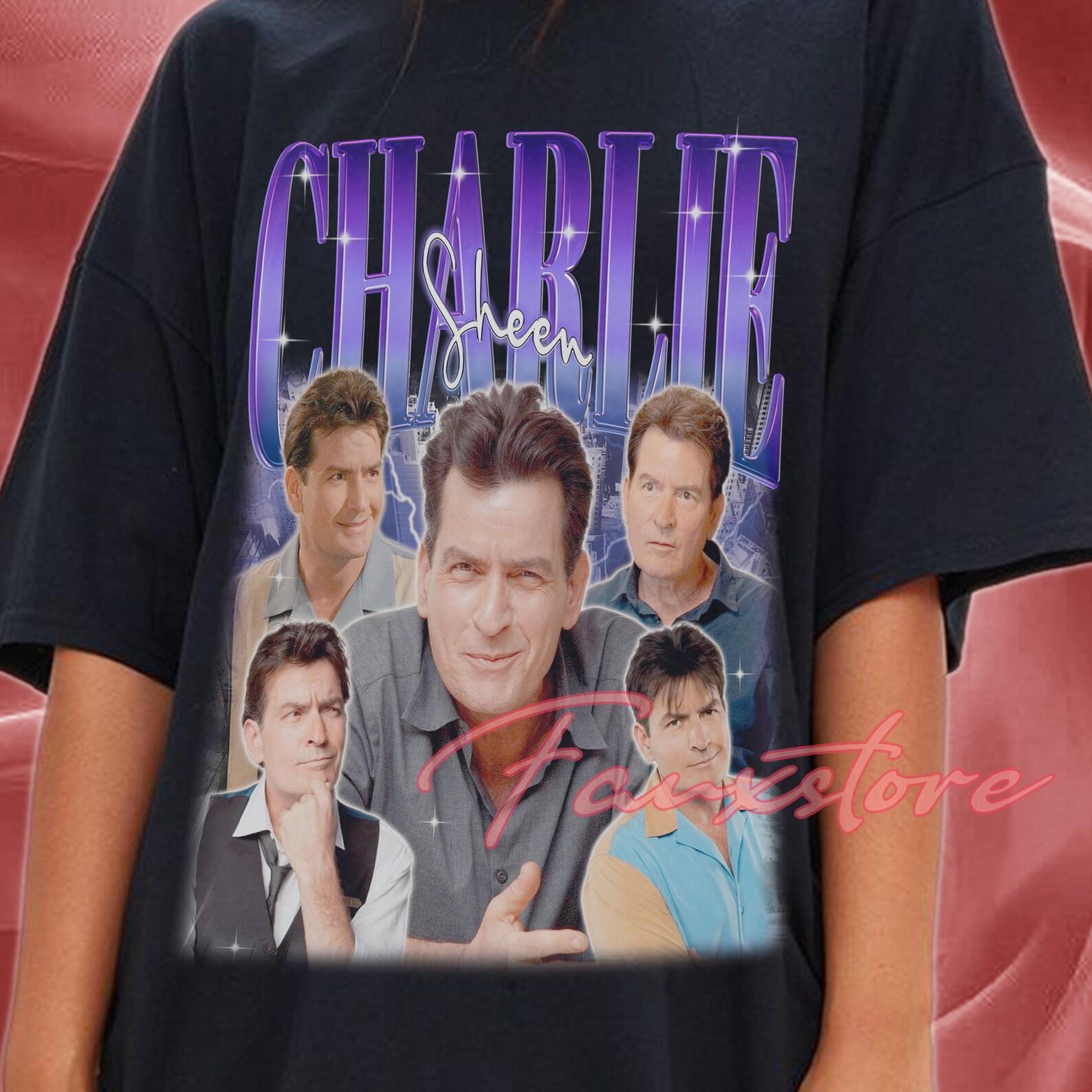 Charlie Sheen Vintage Collage T-Shirt – Retro Actor Graphic Tee 2XL