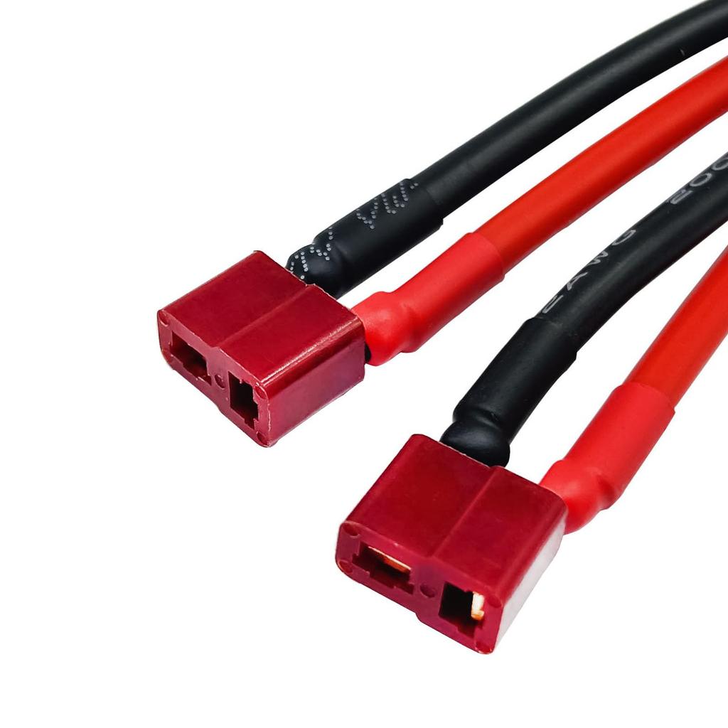 Deans T Parallel Y Splitter Connector, 12AWG Cable Dual Extension Y Splitter Male to 2 Female for RC Quadcopter, Multirotor, RC LiPo, 2-Pack