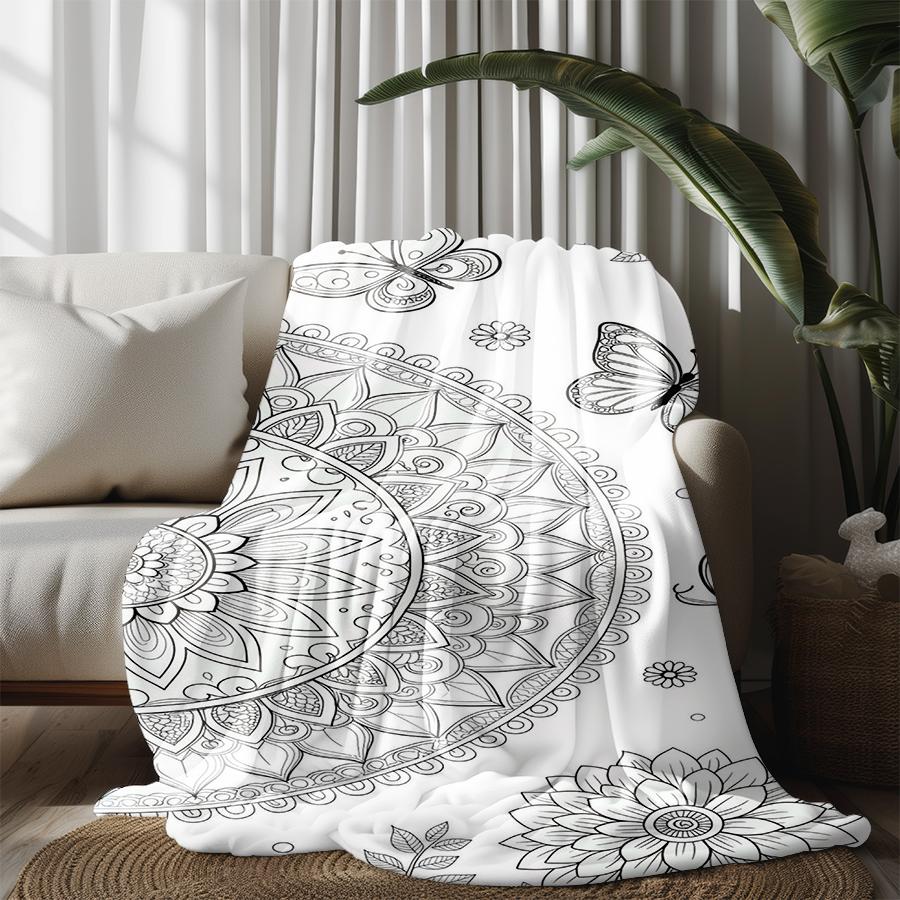 Mandala Pattern Blanket Microfiber Flannel Cover Blanket Bedroom Living Room Sofa Soft And Comfortable Home Decoration