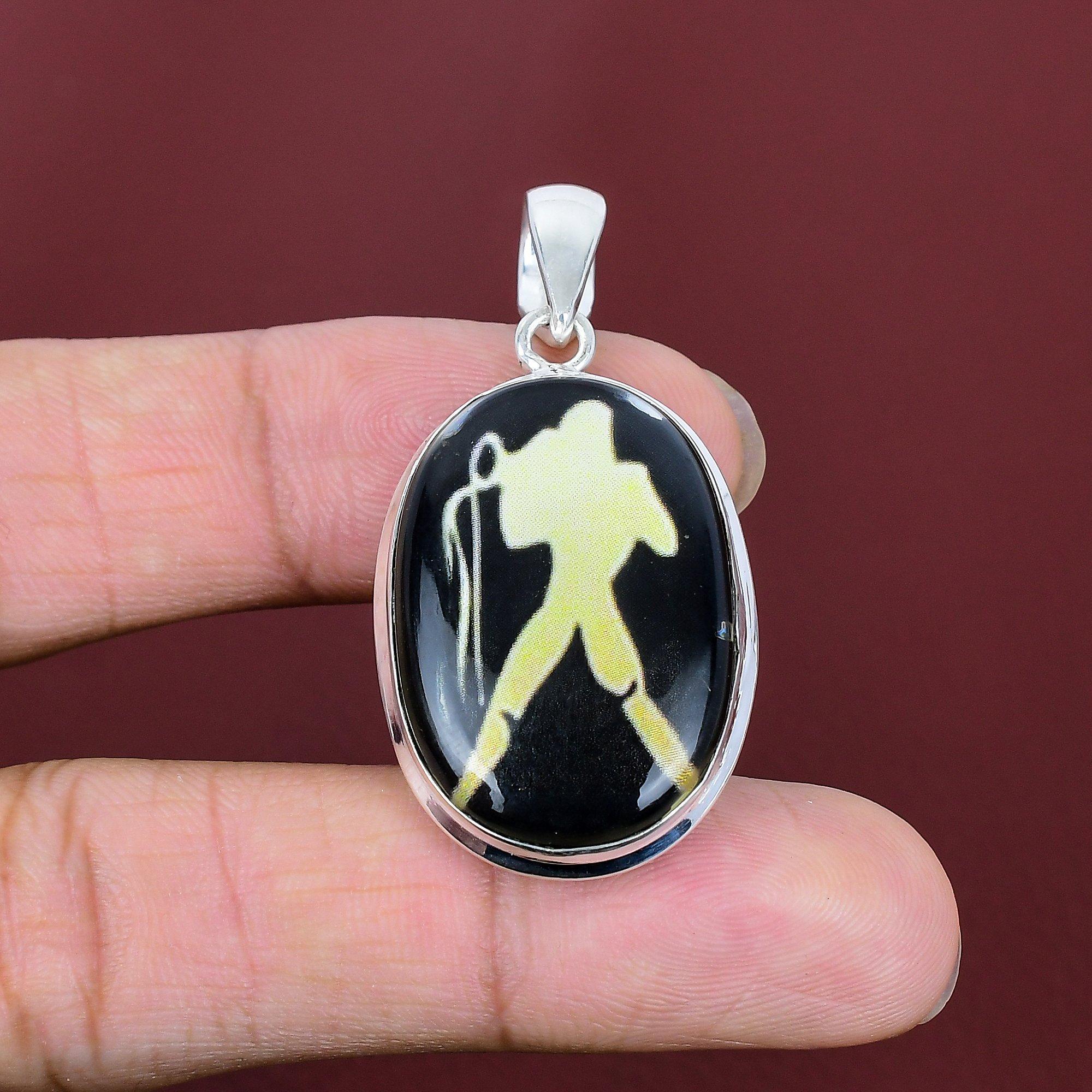 Aquarius zodiac sign in black onyx pendant horoscope pendant astrological aquarius zodiac sign jewelry 925 sterling silver gemstone pendant