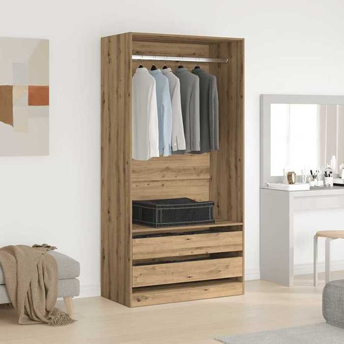 VidaXL Garde-robe chêne artisanal 100x50x200 cm bois d'ingénierie, armoire de rangement, organisateur de garde-robe, 3318627