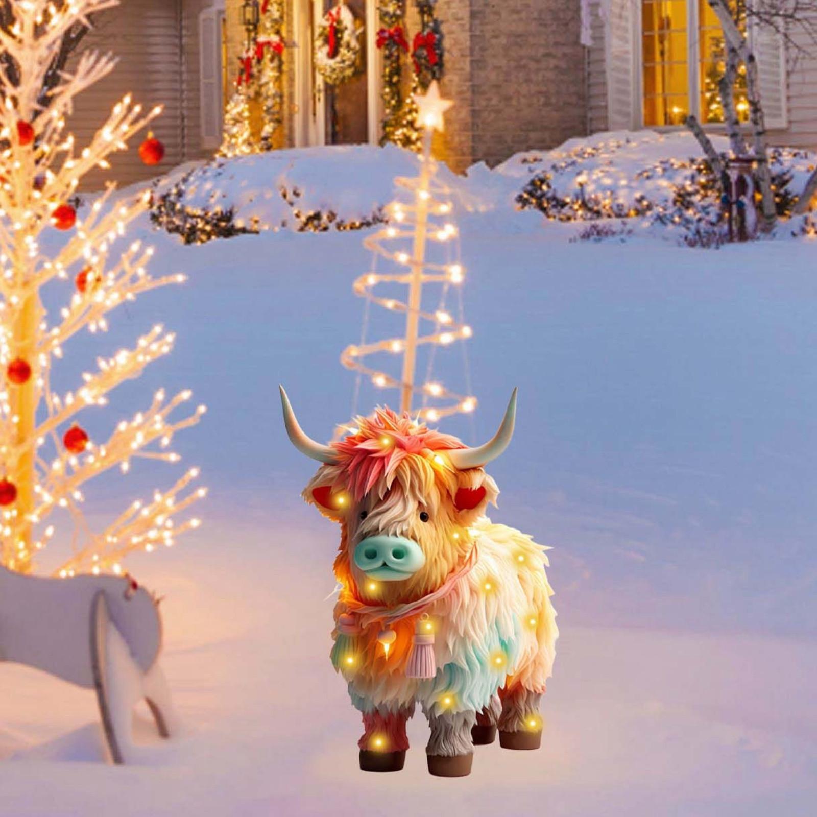 

Colorful Cow Garden Outdoor Christmas Decor Plastic Cute Animal Christmas Garden Cow Logo Garden Party Supplies String Of Lights One Size