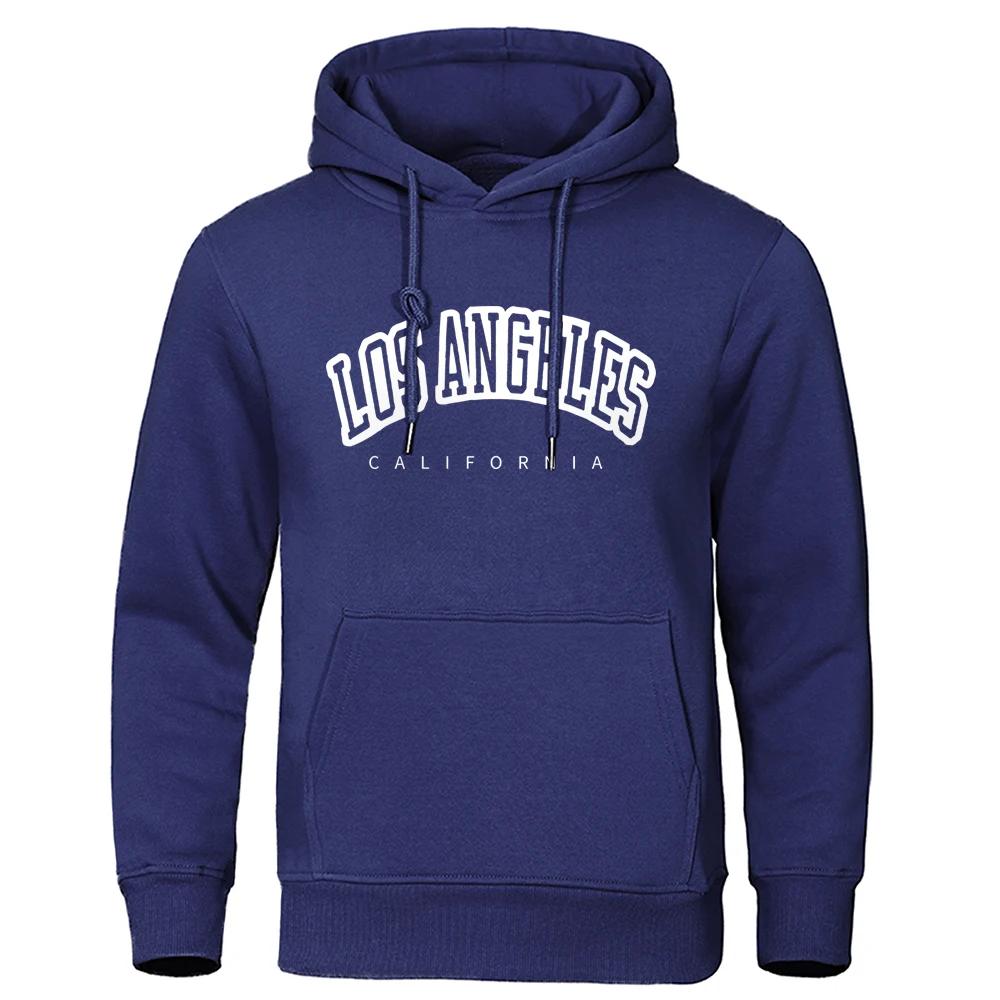 Los Angeles California Usa City Print Men Hoodie Harajuku Print Streetwear Simplicity Loose Sportswears Autumn Fleece Sweatshirt