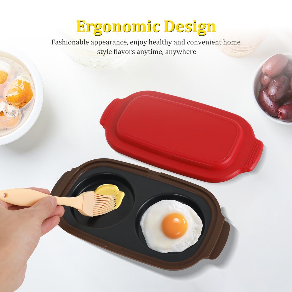 Microwave Egg Cooker 2 Cavity Silicone Microwavable Egg Poacher and Fryer for Breakfast Sandwiches Dishwasher Safe 2 Cavity