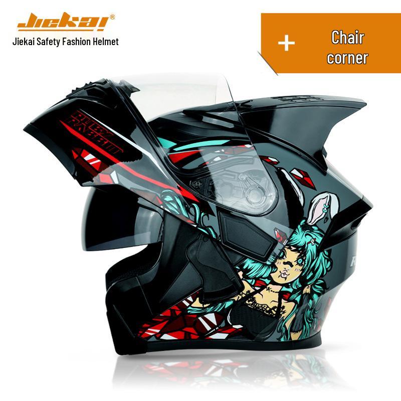 Jiekai DOT Standard Flip-up Double Visor Men's All-Season Motorcycle Helmet