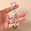 Cute Crystal Love Heart Keychain Women Girls Pear Beaded Key Ring Pendants for Women Girls Handbag Decor DIY Jewelry Gifts