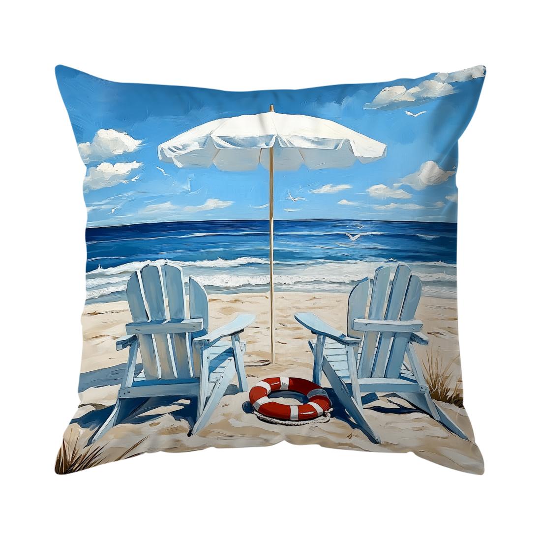 4 Stück Ruhige Strandmotiv Kissen Kissenbezug Polyester Kissenbezug Dekokissen Kissenbezug Haus Auto Sofa Dekor 4PCS