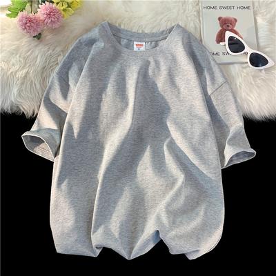Summer New 260g 100% Cotton Fabric T-shirt Men High Quality Solid Color Short Sleeve Loose Tshirts Oversize Top Tees S-5XL