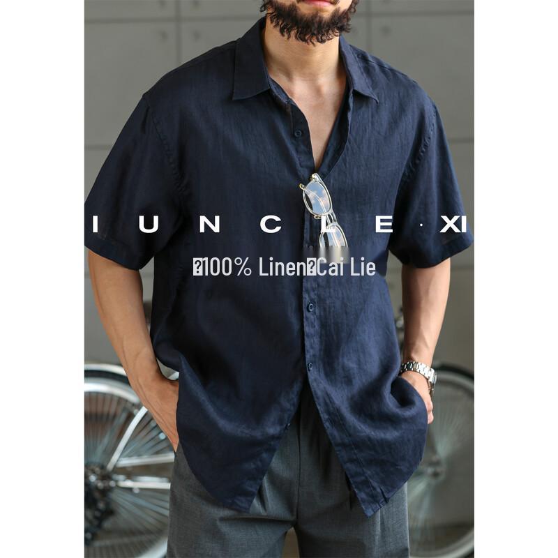 Men s 100% Linen Old Money Style Short Sleeve Shirt M