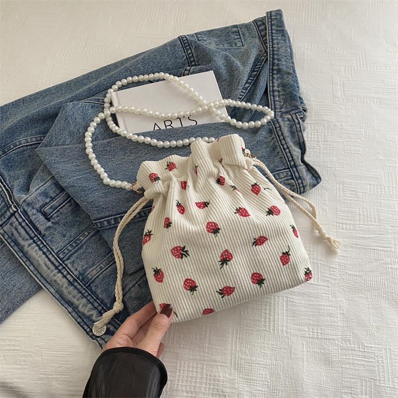 Chic Polyester Stitching Bucket Bag Fashionable And Versatile Handbag For Women белый