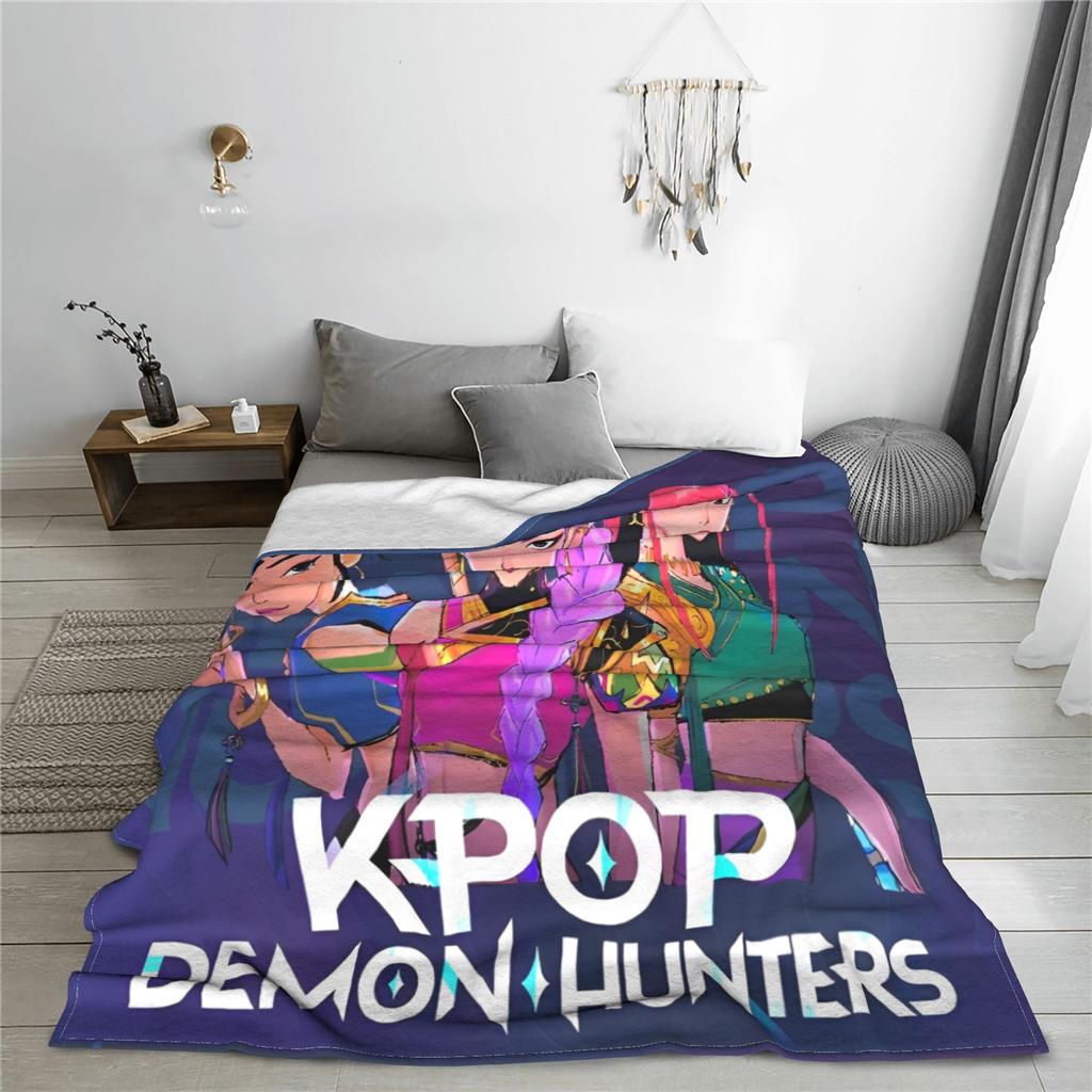 KPop Demon Hunters Anime Blankets Quality Soft Warm  Throw Blanket Autumn Kids Home Decor Graphic Bedspread