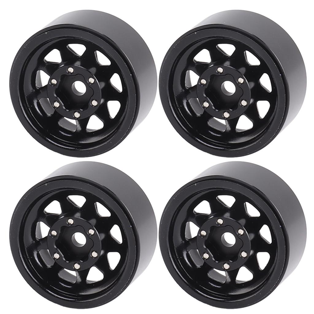 4Pcs Beadlock Wheels 1in Deep Groove Universal for Traxxas ATV RC Car Body Parts with Screws Black