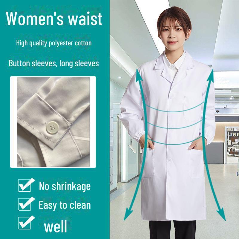 

Утолщенное белое пальто: Длинный рукав унисекс лабораторный/докторский/пищевой/рабочий защитный халат M/165 белый