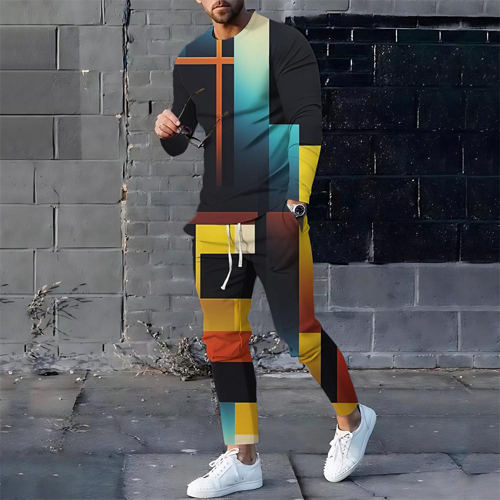 

Мужская повседневная футболка с длинным рукавом и толстовка, спортивный комплект из 2 предметов, мужской спортивный костюм с воротником, уличная одежда для бега, лето 3XL