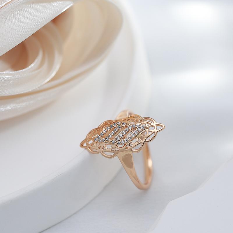 Luxury Rose Gold Women Ring Natural Zircon Hollow Flower Ethnic Bride Wedding Rings Trend Daily Vintage Jewelry