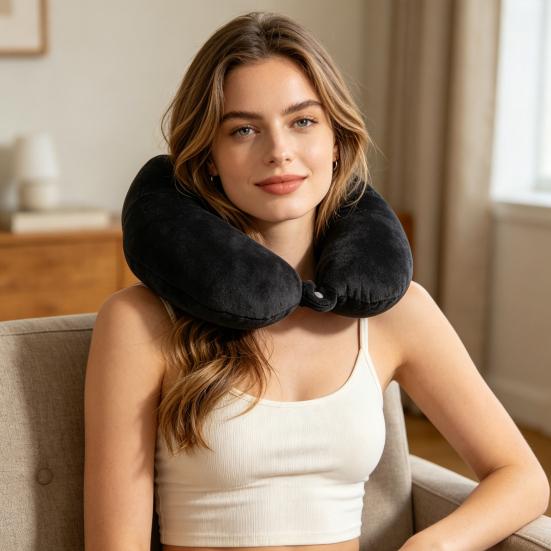 U-Shaped Pillow with Removable Cover, Neck Support Pillow for Travel Office Home, Lumbar Nap Cushion, Leg Lift Cushion, Cervical Relief Headrest