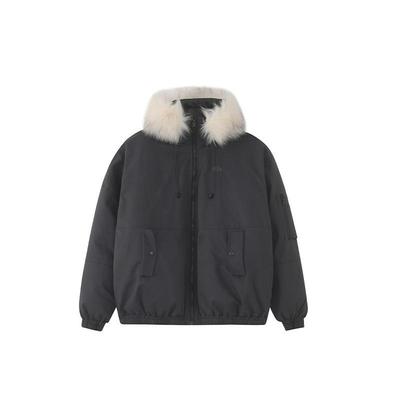 Großer Pelzkragen Werkzeug Daunenjacke Damen Winter Wärme Plus Samt Dicke Wattierte Jacke