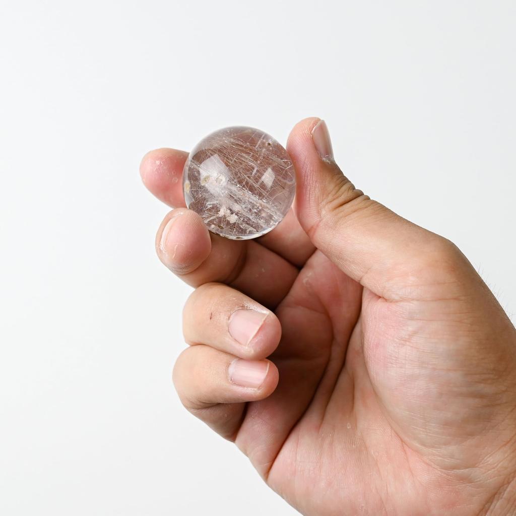 Eigado Red Rutilated Quartz Gold Needle Good Power Amulet for Financial and Career Luck Sphere, 36mm, 66g, Quartz, Fortune, Stone,