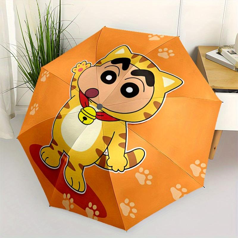 1pc Crayon Shin-chan Tiger Automatic Open/Close Umbrella Sturdy Iron Frame, Compact Travel Umbrella - Perfect Gift for Women, Men 0829101
