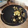 Gold Rose Pattern Floor Mat Fashion Round Rose Rug Home Anti-slip Children's Bedroom Rug Living Room Rug Home Decor Floor Mats