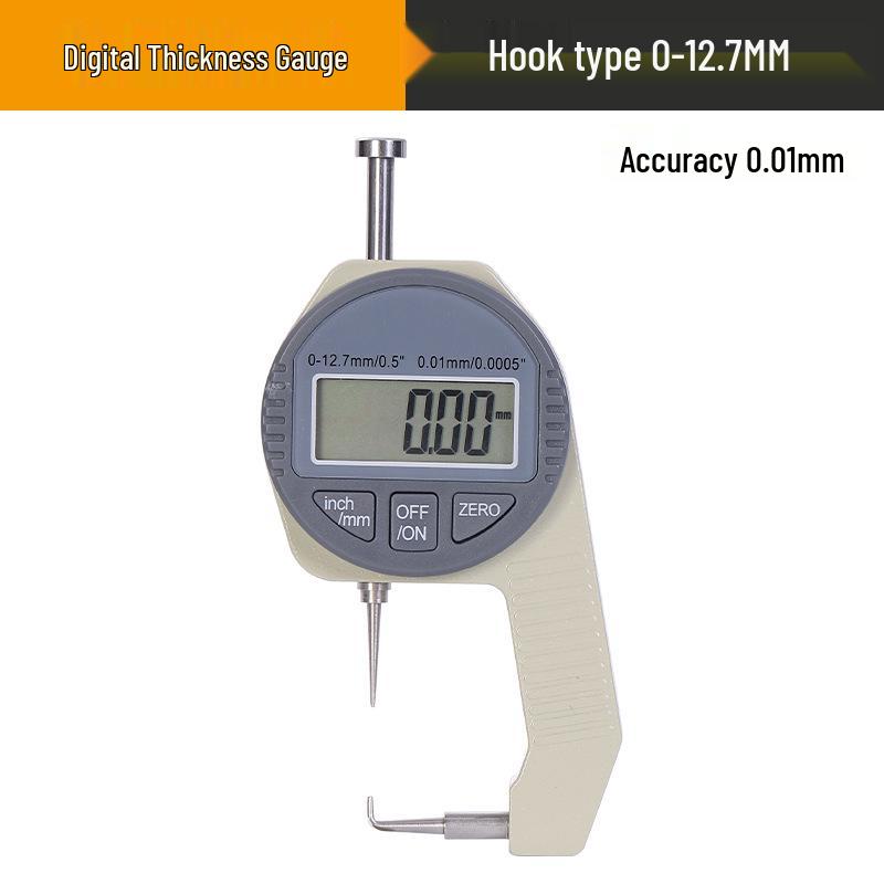 High-Precision 0.001 Micrometer Digital Thickness Gauge with Flat and Curved Tips