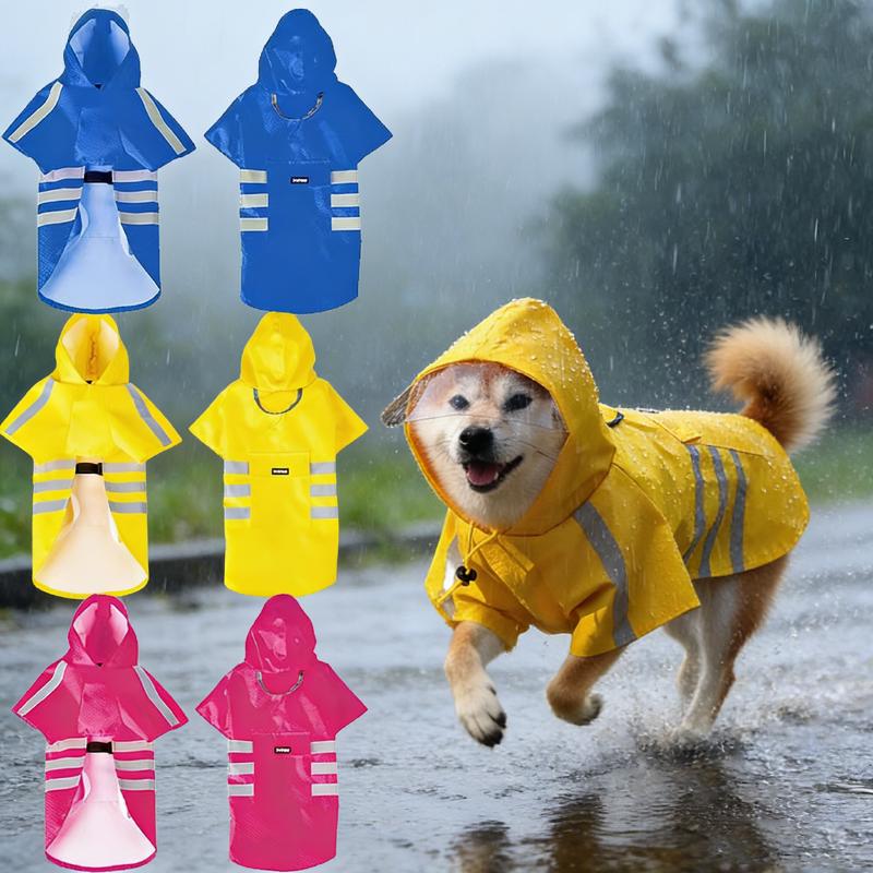 2026 Waterproof Reflective Dog Raincoat Hooded Summer Lightweight Puppy Rain Poncho Outdoor Pet Rain Jacket For Small Dogs