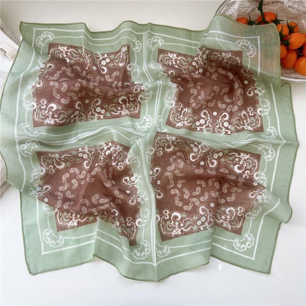 Flower Cotton Linen Print Scarves Cashew Printed Silk Scarf All-match Small Square Scarf  Women
