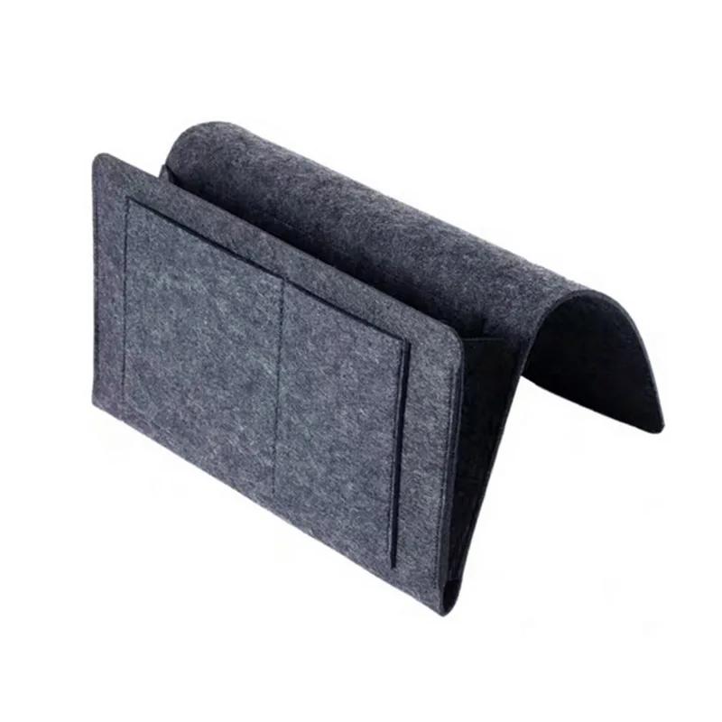 Felt Bedside Storage Bag Pouch Bed Desk Bag Sofa TV Remote Control Hanging Anti-slip Home Storage Organizer Bed Holder Pockets