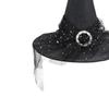 Black Large Ruched Witch Hat Halloween Headwear Mini Pointy Witch Hat for Halloween Cosplay Party