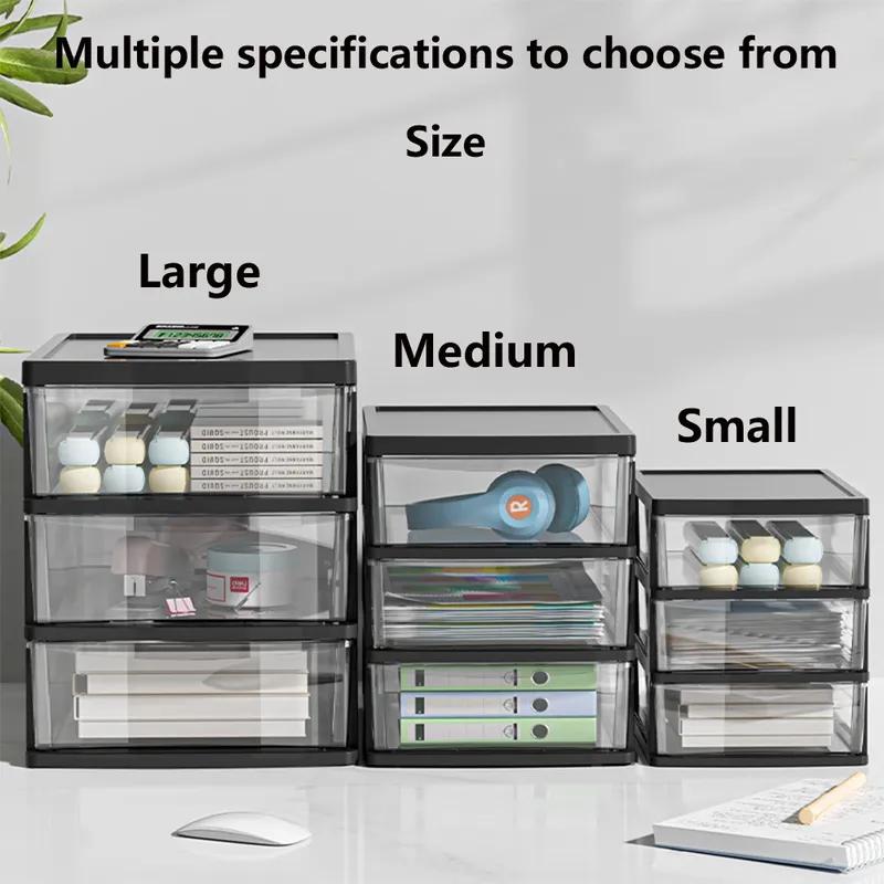 Clear Desktop Storage Box with Drawer Heightened Table Organizer Plastic Office storage cabinet  for Stationery cosmetics