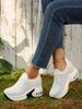 Women's Autumn Round Toe Fly Knit Platform Wedge Shoes - Comfortable & Casual