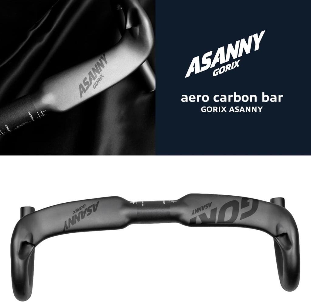 GORIX Carbon Aero Drop Handlebars (ASANNY) Carbon Fiber Road Bike 31.8mm Lightweight Matte Handlebars (380mm)