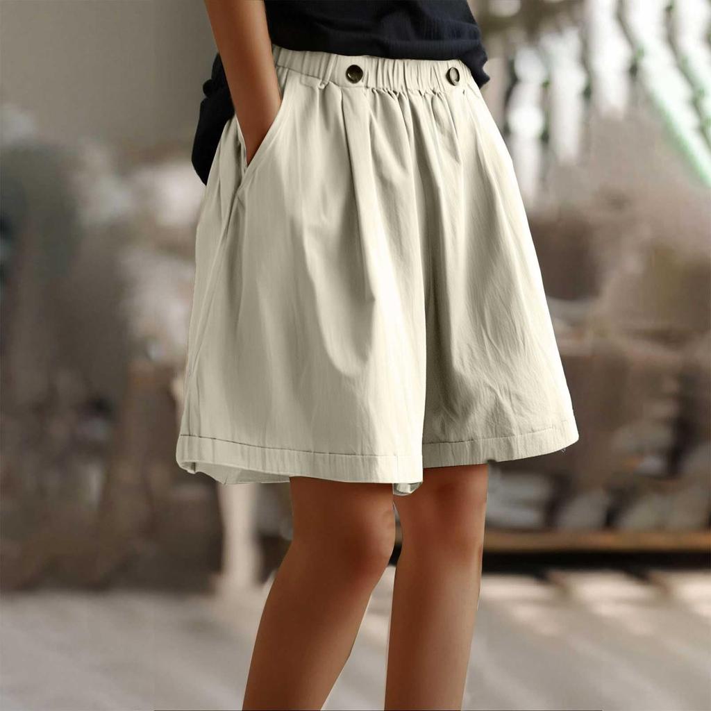 Women's Casual  Summer Elastic Beach Shorts  Solid Casual Shorts