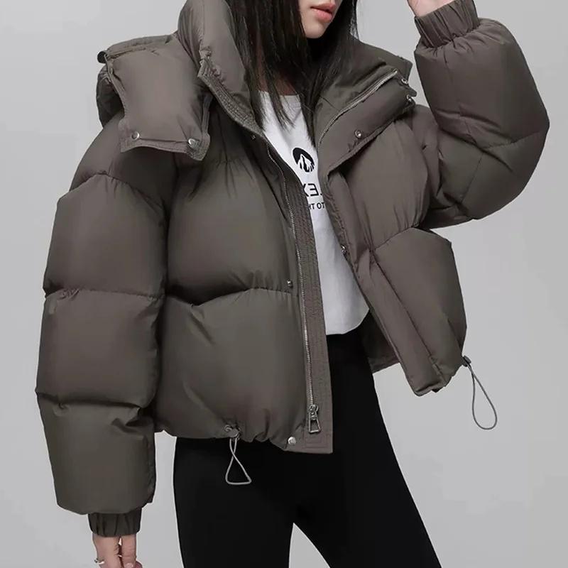 2026 Winter Women's White Duck Down Coat Korean Style Long Sleeve Cropped Down Clothing Wholesale For Women's Fashion