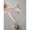 Fashion Hot Selling 2025 Women Single Shoes  Korean Transparent High Heel Pointed Toe Shoe Rhinestone Champagne Bridesmaid Wedding Shoes